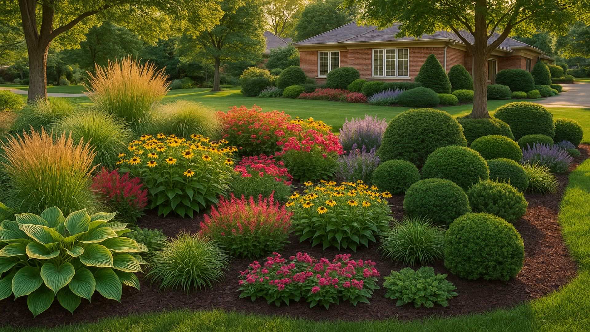 Luxury plantscaping design featuring native Michigan plants at historic lakefront estate in Orchard Lake Village