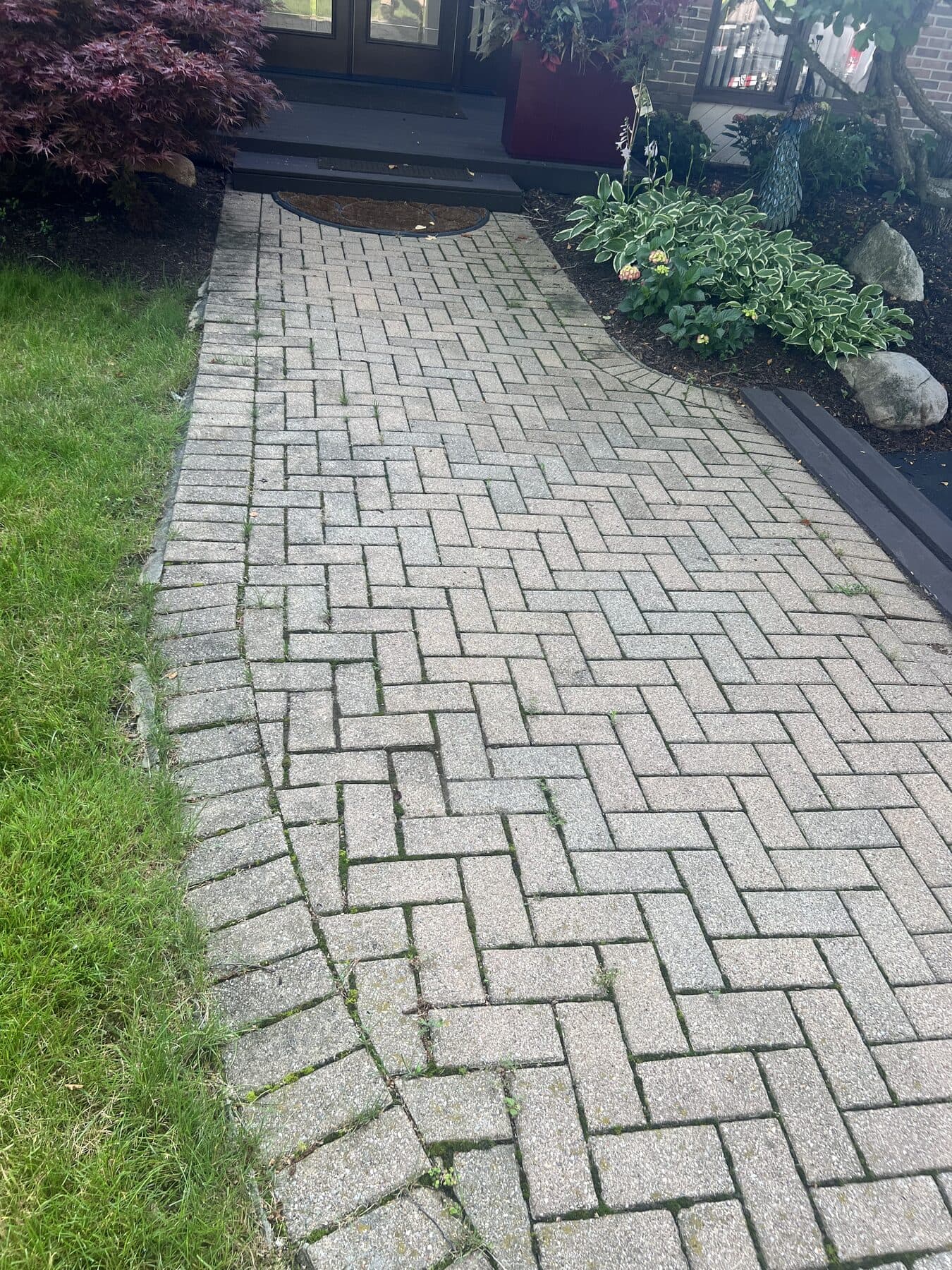 Herringbone paver walkway